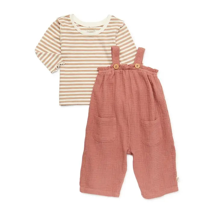 easy-peasy Baby Girl Jumpsuit and Ruffle Top Set, 2-Piece, Sizes 0/3M-24M | Walmart (US)
