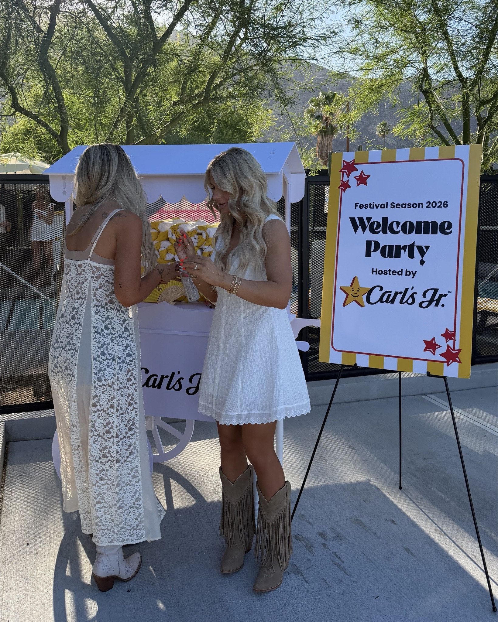 Night one welcoming party! Wearing a medium in the dress, boots are Idyllwind Sterling Suede Fringe - use code RANDI to save!! 👢 #LTKshoecrush #Idyllwind 

#LTKFestival #LTKootd #LTKfoodie