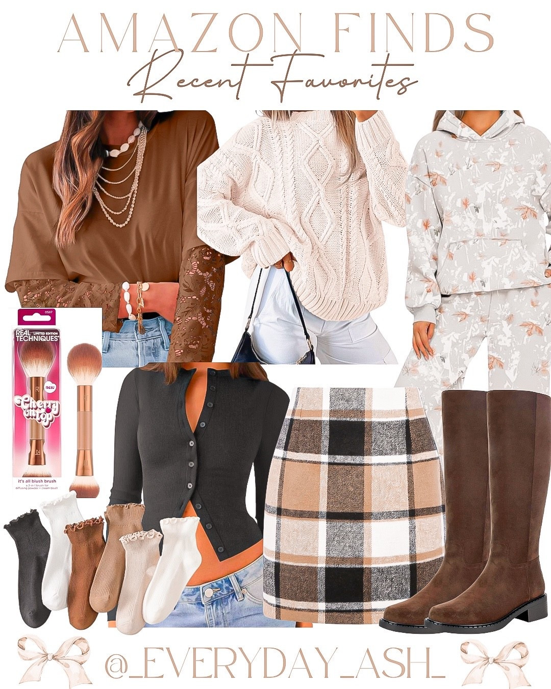 Amazon // recent favorites ❤️

Lace top ( attached to the shirt! How fun ) 

Brown shirt, white sweater, fall fashion, Amazon fashion, camo sweatshirt, fall skirt, fall boots, black shirt, socks, makeup brush 

#LTKStyleTip #LTKFindsUnder50 #LTKGiftGuide