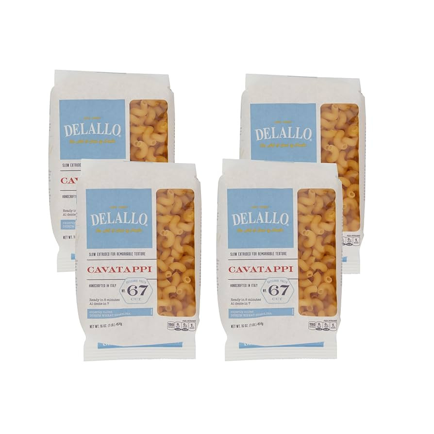 DeLallo Cavatappi Pasta, 1 Pound Bag, Made with Only 100% Durum Wheat Semolina Flour, Spiral Shape Noodles, Made in Italy, 4 Pack | Amazon (US)