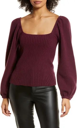 Puff Sleeve Square Neck Sweater | Nordstrom