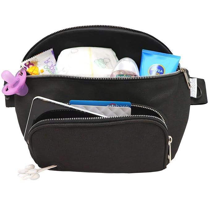 Suessie Portable Fanny Pack Diaper Bag with Detachable Diaper Changing Pad, Black | Amazon (US)