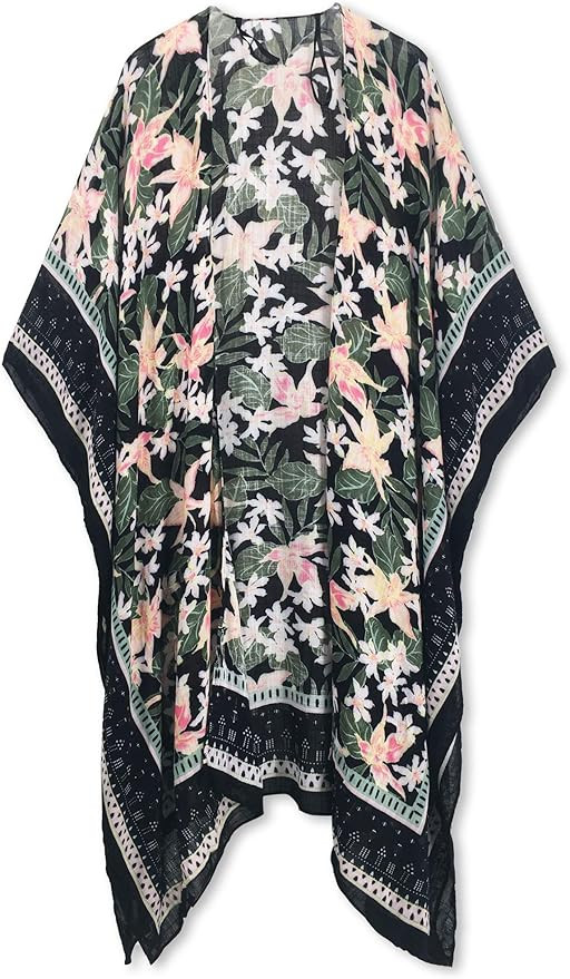 Moss Rose Women's Beach Cover up Swimsuit Kimono with Bohemian Floral Print, Loose Casual Resort ... | Amazon (US)