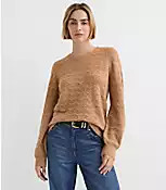 Fuzzy Pointelle Blouson Sweater | LOFT