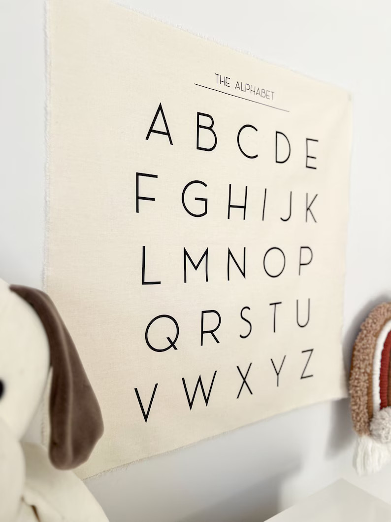 ABC Sign, Alphabet Learning Chart, Fabric Decor, Classroom Decor, Homeschool Decor, Playroom Wall... | Etsy (US)