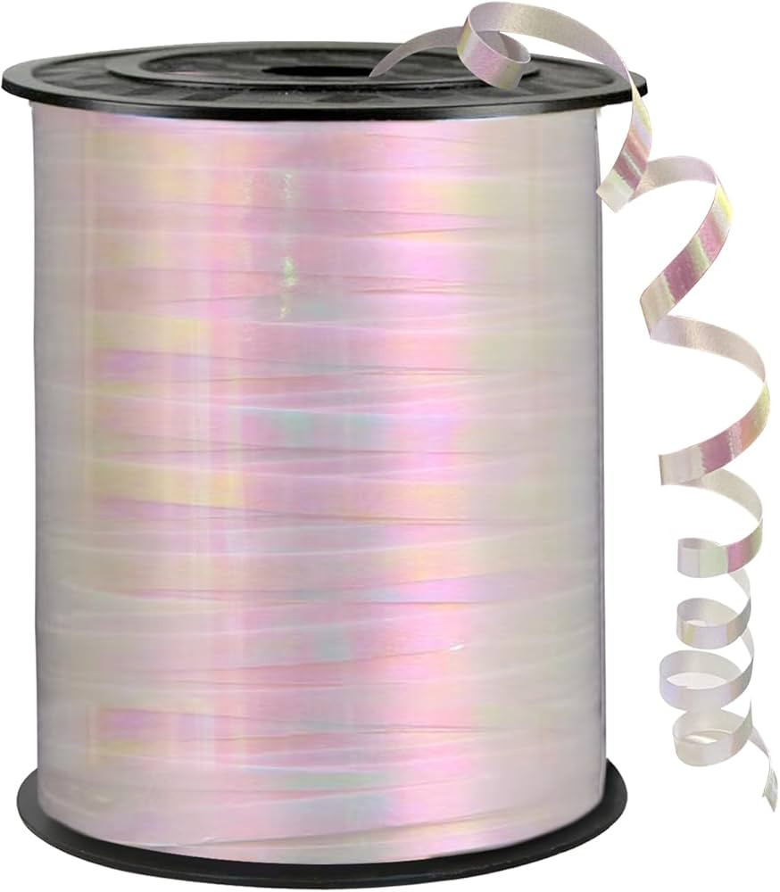 Iridescent White Ribbon Curling Ribbon, 500 Yard Iridescent White Ribbon, Curling Ribbon, 1/5" Ri... | Amazon (US)
