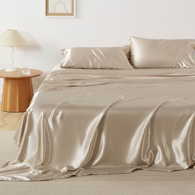 Satin Sheets Full - Similar to Silk Sheets, Silky Bedsheet, Luxury & Ultra Soft, Non-Fading & Wrinkle Free, Good for Hair & Skin, Gifts for Women, 4 P | Target