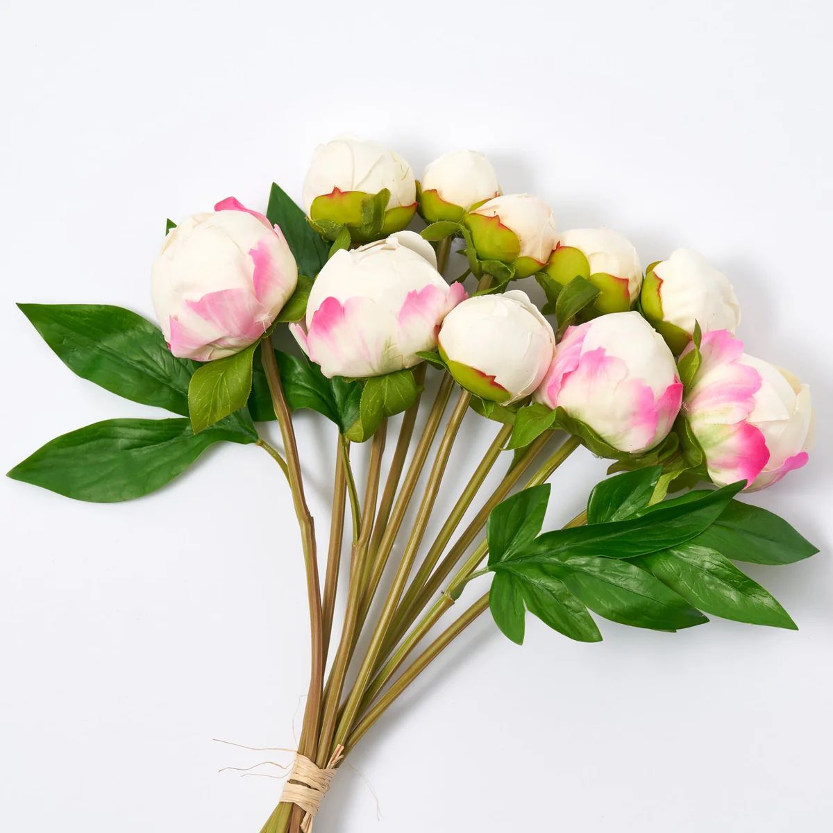 Real Touch Faux Peony Bud Bouquet Bundle of 10 Stems  - Cream Pink | Darby Creek Trading