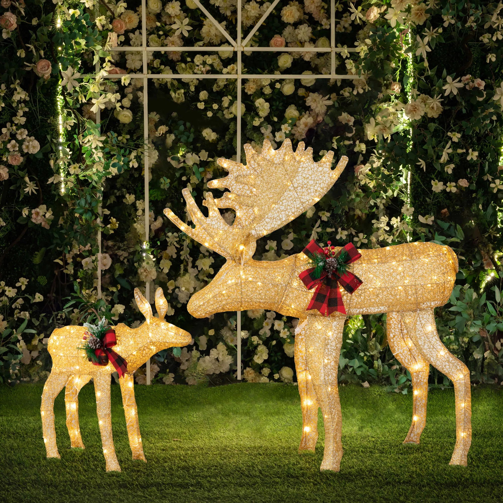 2-Piece Christmas Decorations Outdoor Lighted Christmas Moose | Wayfair North America