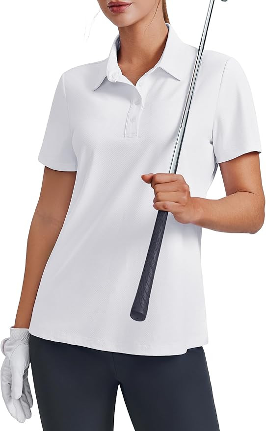 PINSPARK Womens 4 Buttons Golf Polo Shirts UPF 50+ Quick Dry Athletic Tennis Tops Collared Pickle... | Amazon (US)