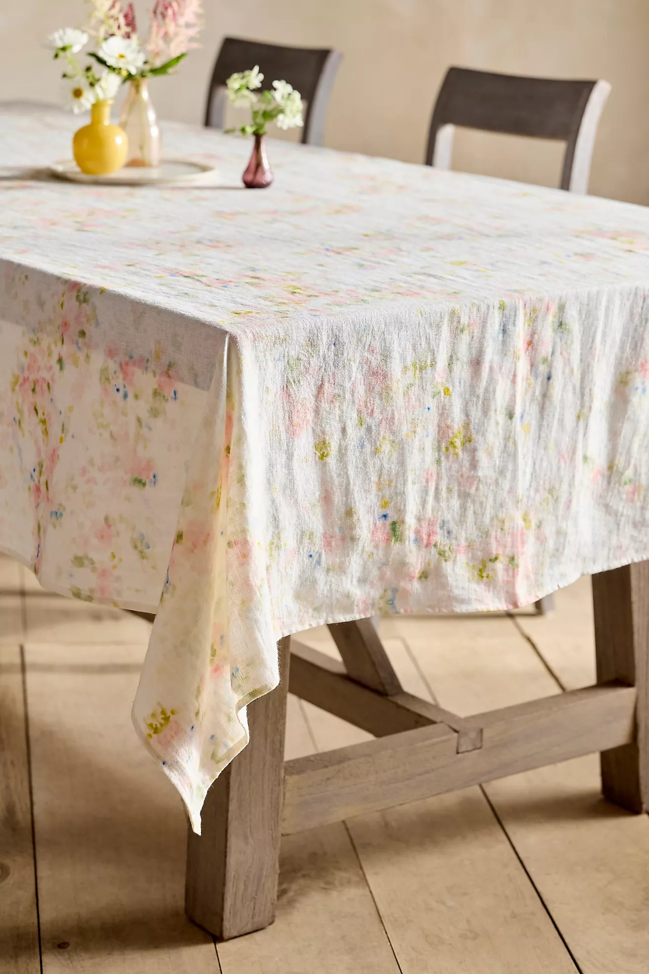 Watercolor Blooms Linen Tablecloth | Anthropologie (US)