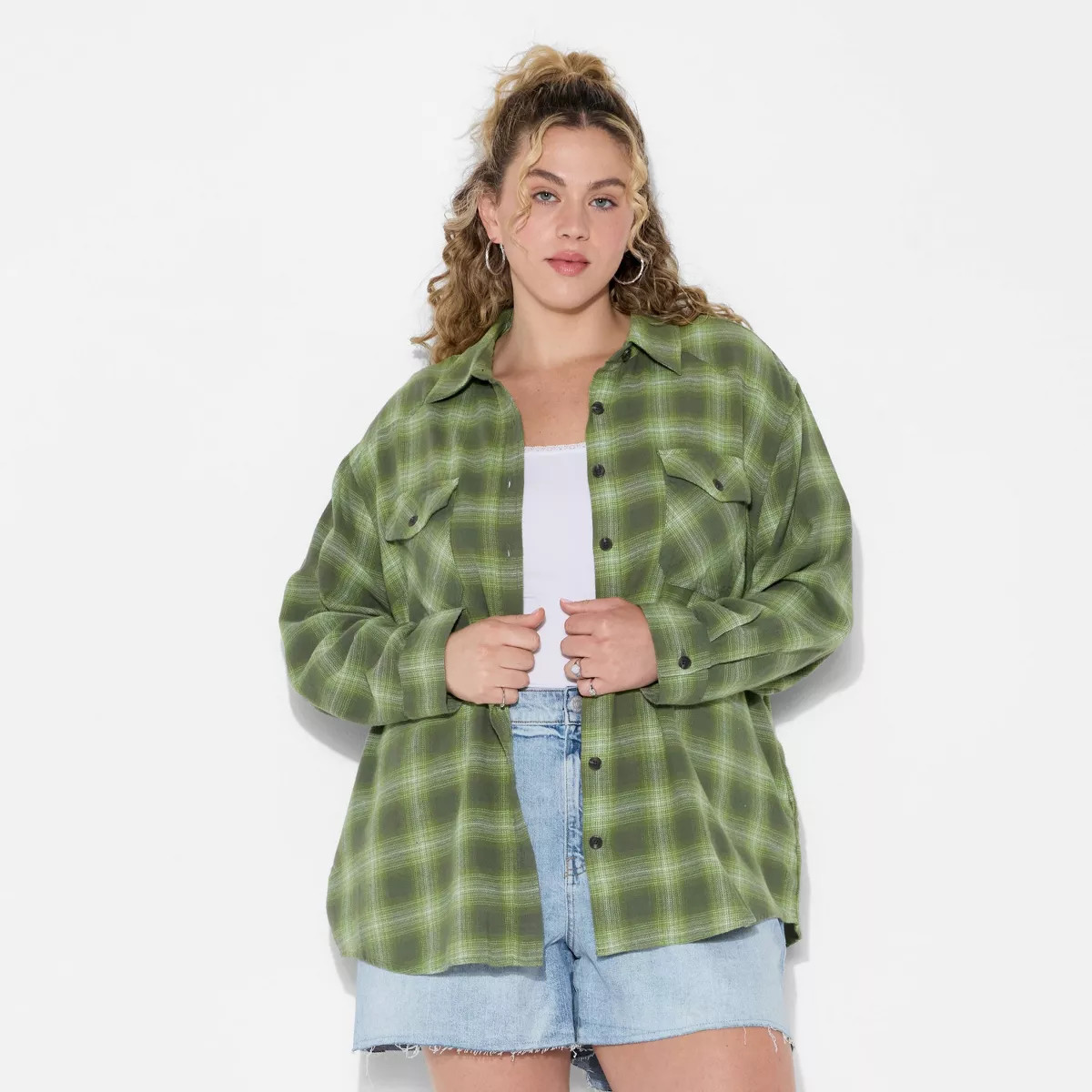 Women's Oversized Long Sleeve Collared Flannel Shirt - Wild Fable™ | Target