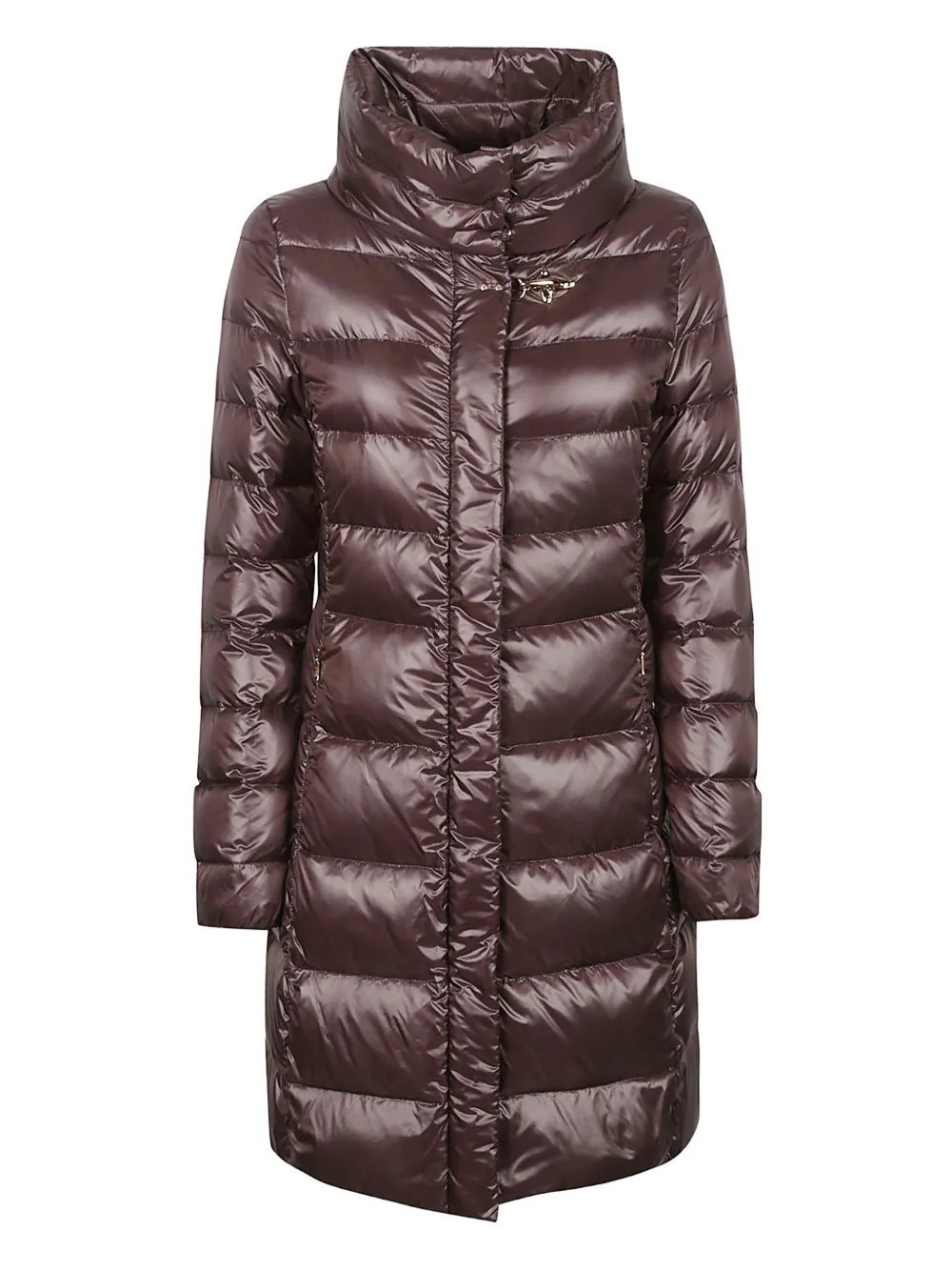 Fay high-neck quilted coat - Brown | Farfetch Global