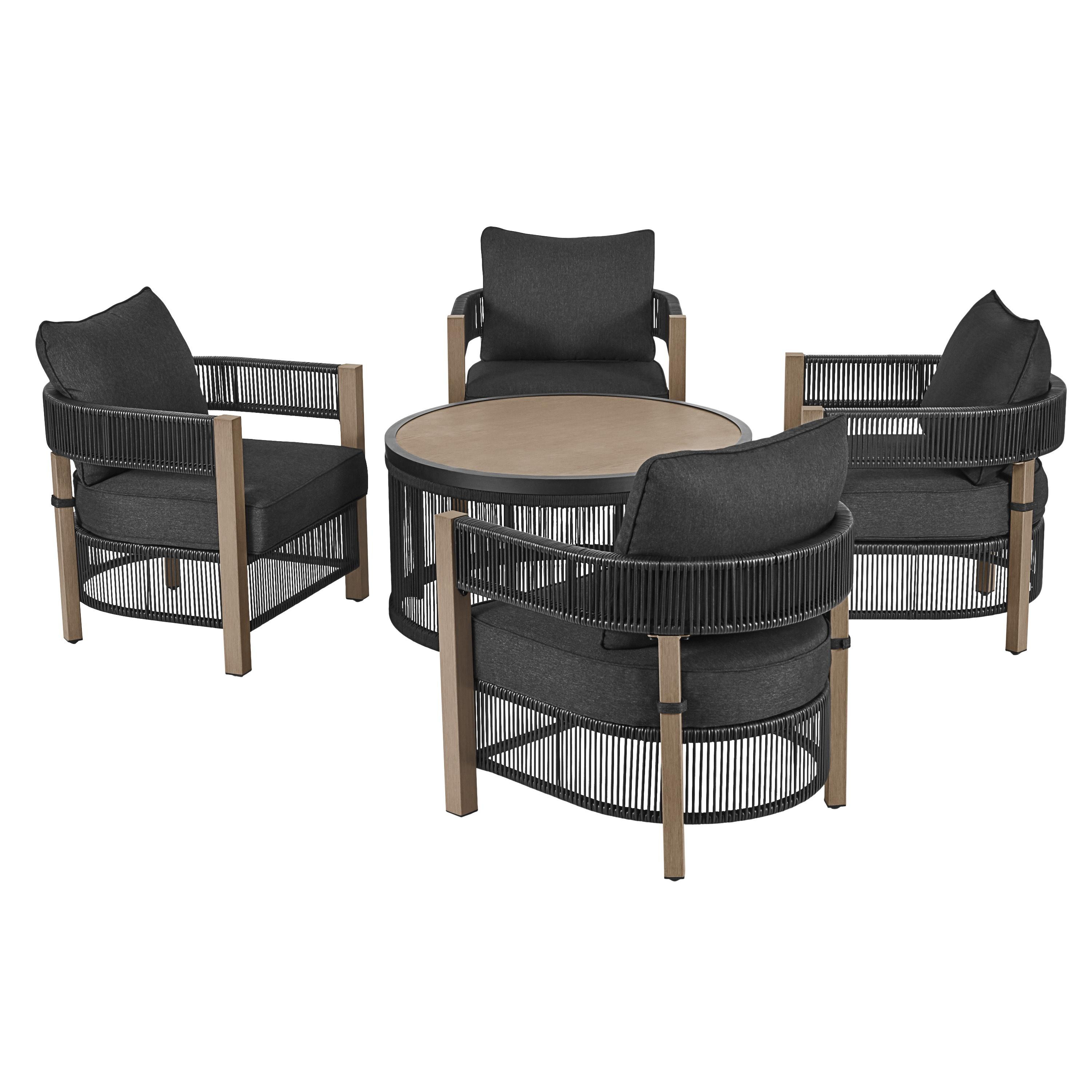 Better Homes & Gardens Tarren 5-Piece Wicker Outdoor Conversation Set, Black | Walmart (US)