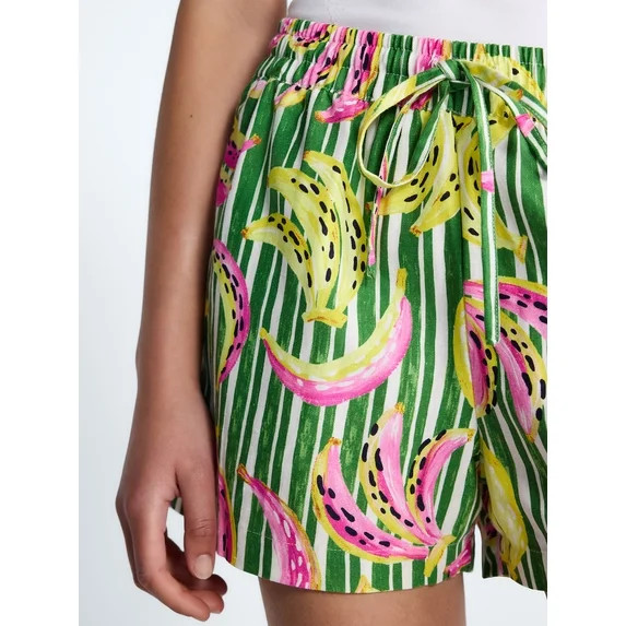 Free Assembly Women's and Women's Plus Linen Blend Print Shorts, 7" Inseam, Sizes XS-4X | Walmart (US)