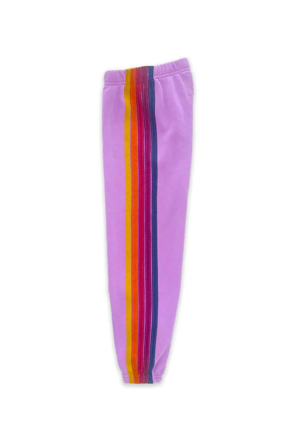 KID'S 5 STRIPE SWEATPANTS - NEON PURPLE | Aviator Nation