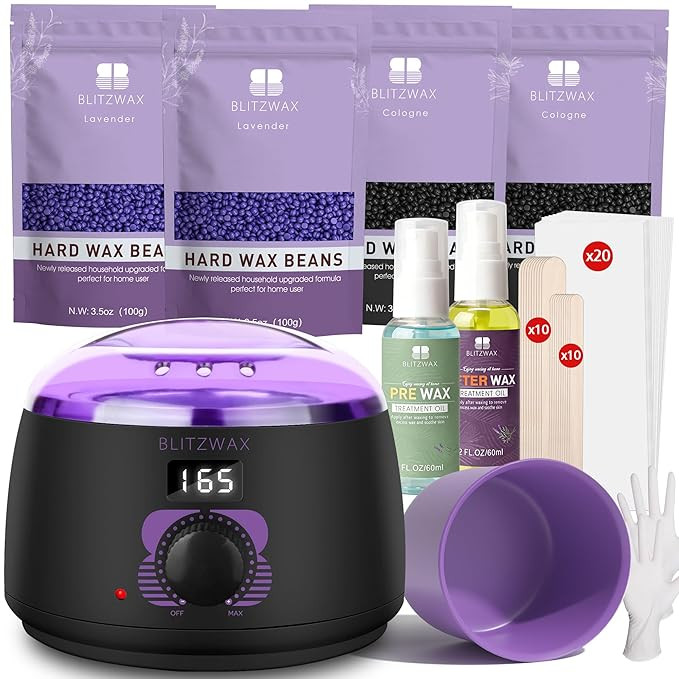 BLITZWAX Brazilian and Bikini Waxing Kit for Women, Hard Wax Warmer for Face, Legs and Body, At H... | Amazon (US)