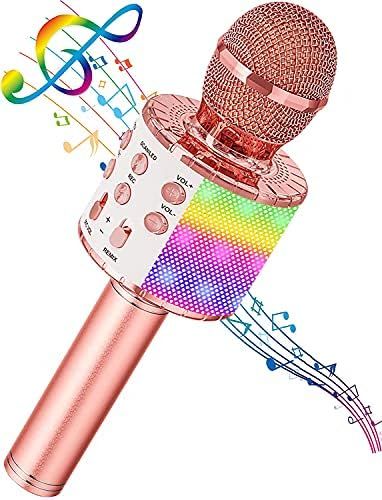 Karaoke Microphone for Kids Adults, Wireless 4 in 1 Handheld Bluetooth Microphone with LED Lights... | Amazon (US)