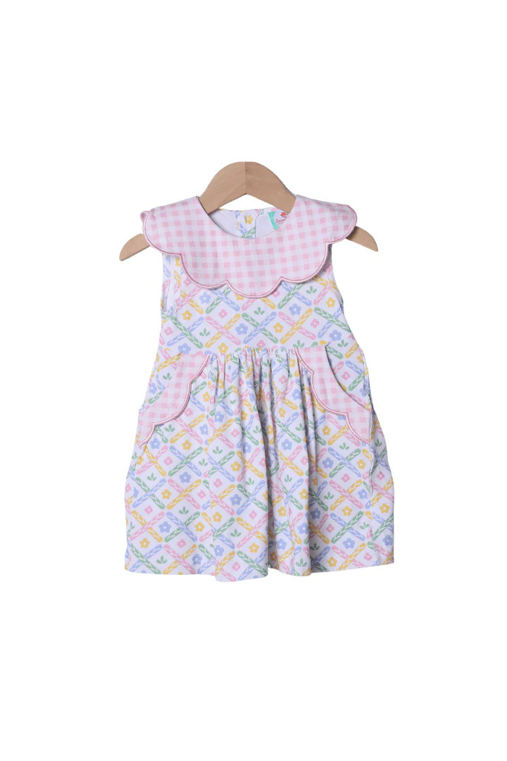 Sweet Colorful Floral Scalloped Dress | The Smocked Flamingo
