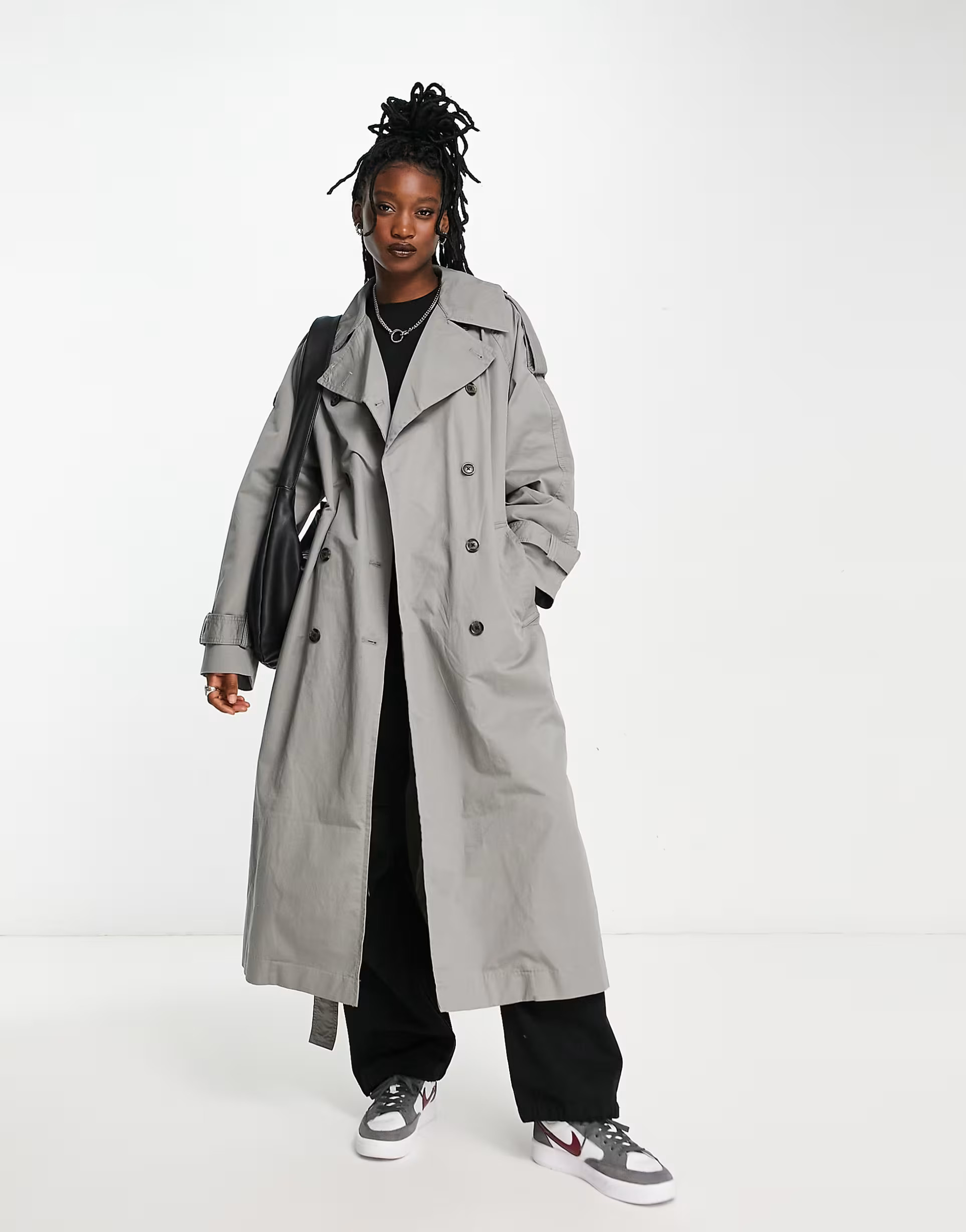 Weekday Zenni trench coat in gray | ASOS (Global)
