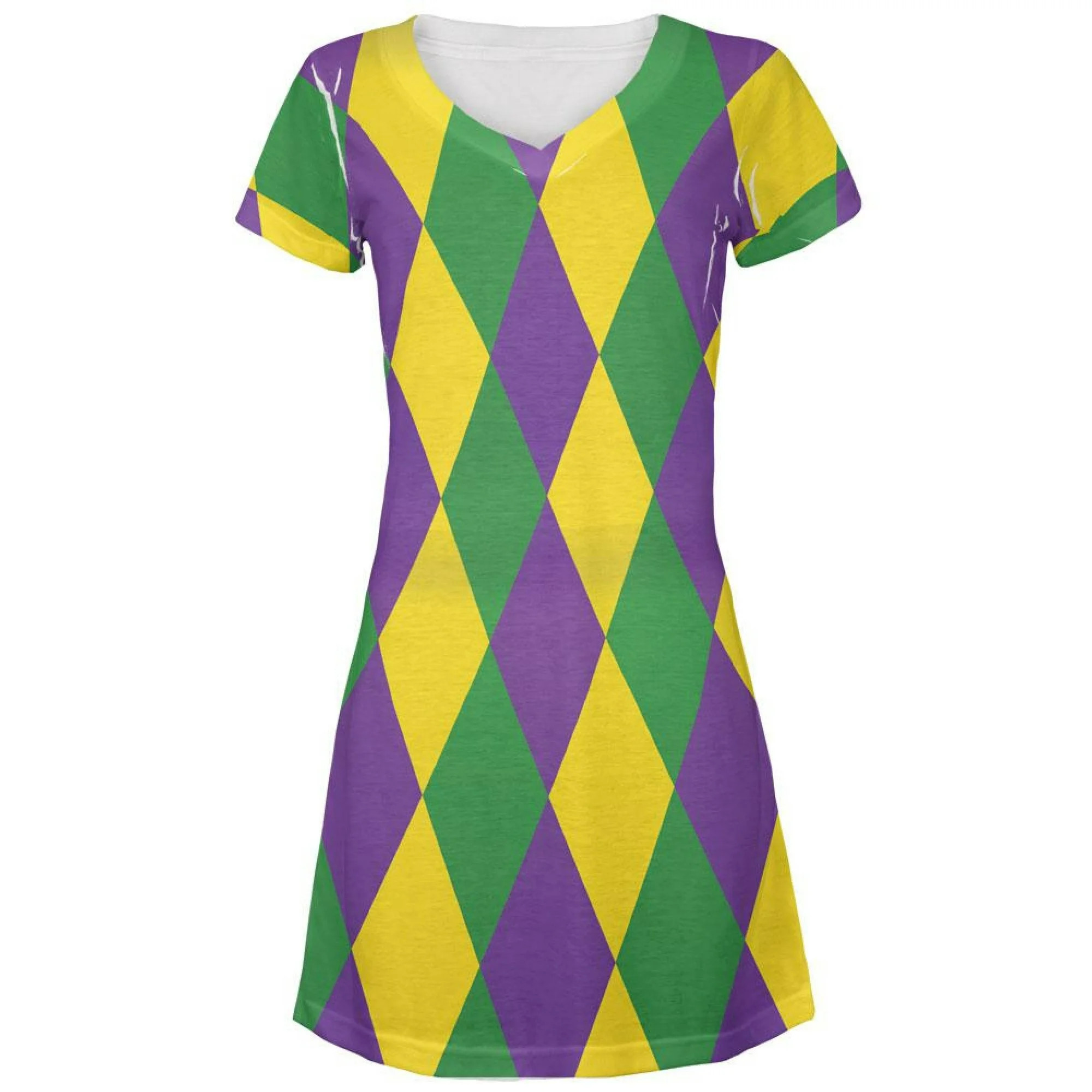 Mardi Gras Jester Costume Juniors V-Neck Beach Cover-Up Dress | Walmart (US)