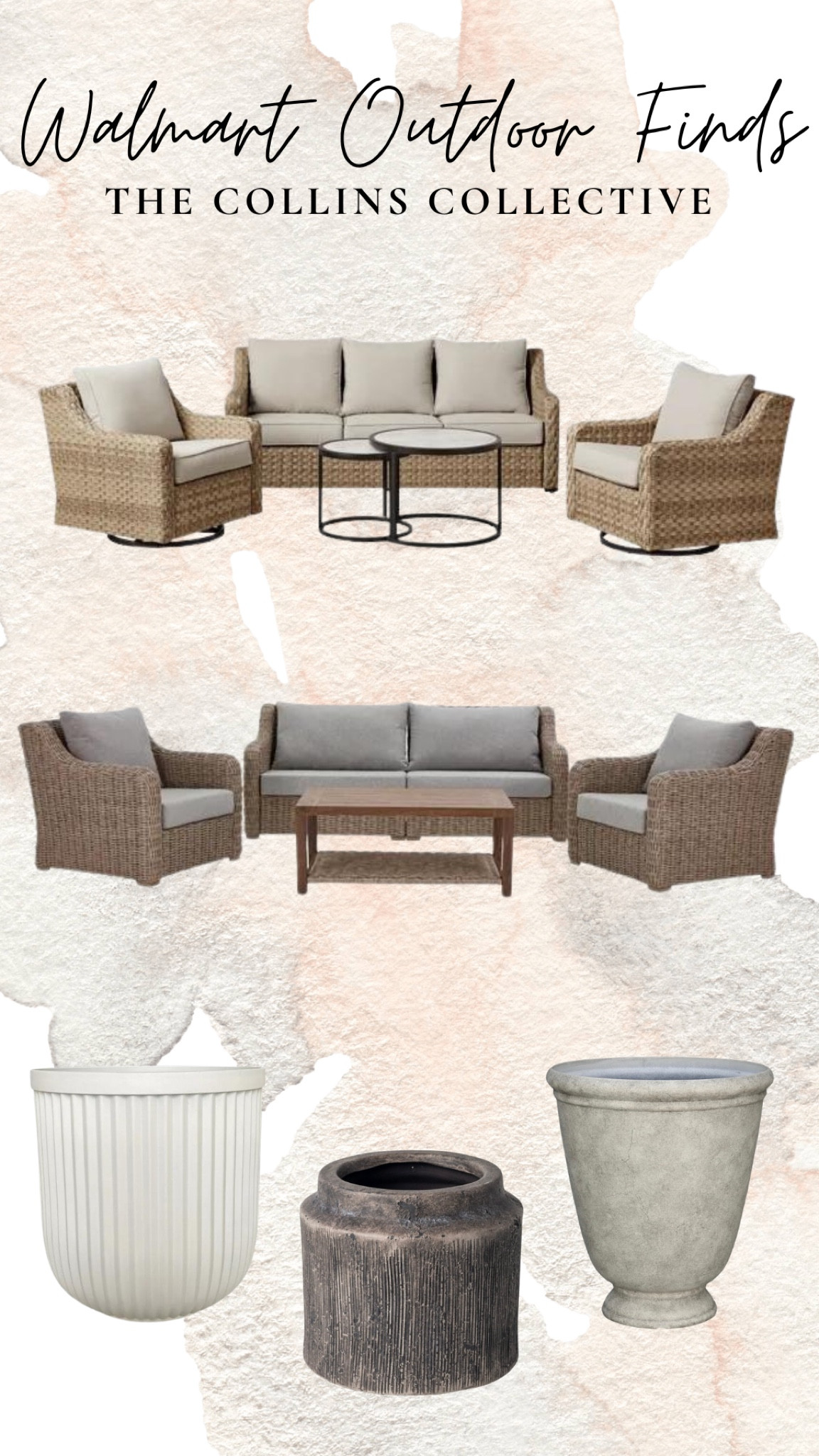 Walmart outdoor, patio furniture, viral patio set, planter, pottery barn dupe 

#LTKSeasonal #LTKhome