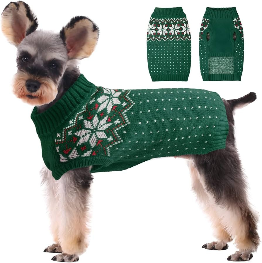 Kuoser Dog Cat Sweater, Holiday Christmas Snowflake Pet Warm Knitwear Dog Sweater Soft Puppy Clot... | Amazon (US)