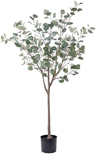 Amazon.com: Hobyhoon Artificial Tree Eucalyptus Tree 4.93ft Tall Fake Potted Silk Plants Modern A... | Amazon (US)