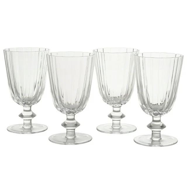 Beautiful Scallop Set of 4 Glass Goblet Clear by Drew Barrymore - Walmart.com | Walmart (US)