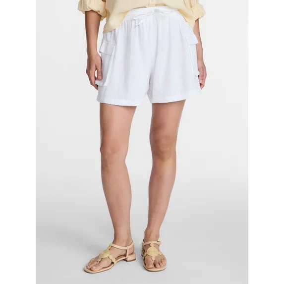 Time and Tru Women's Double Cloth Cargo Shorts, Sizes XS-XXXL | Walmart (US)