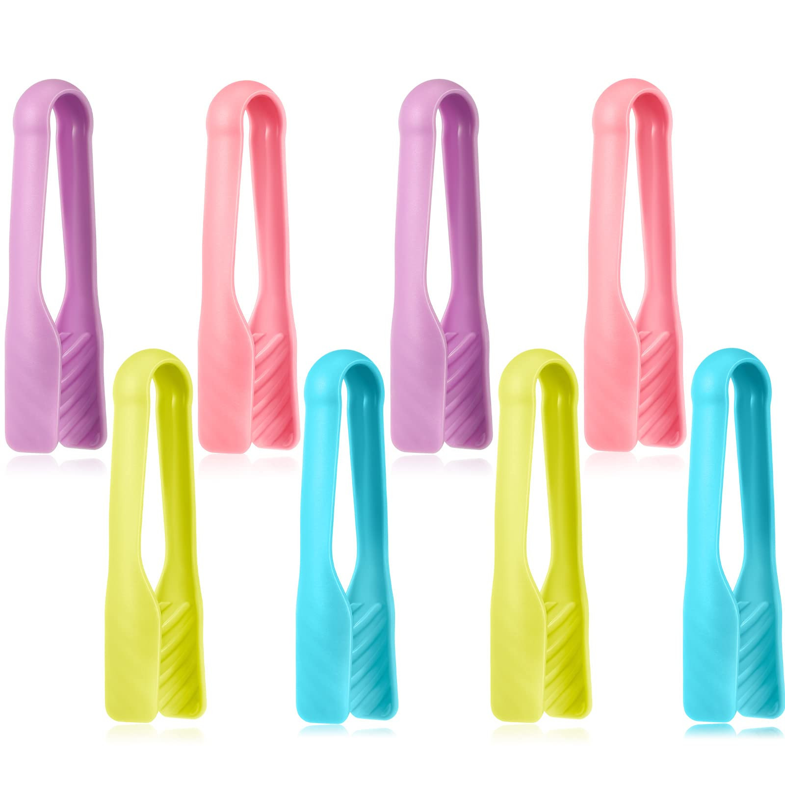 CHENGU 8 Pieces Multi Colored Set of Tongs Mini Plastic Cooking Tongs Tweezers Kids Adults for Se... | Amazon (US)