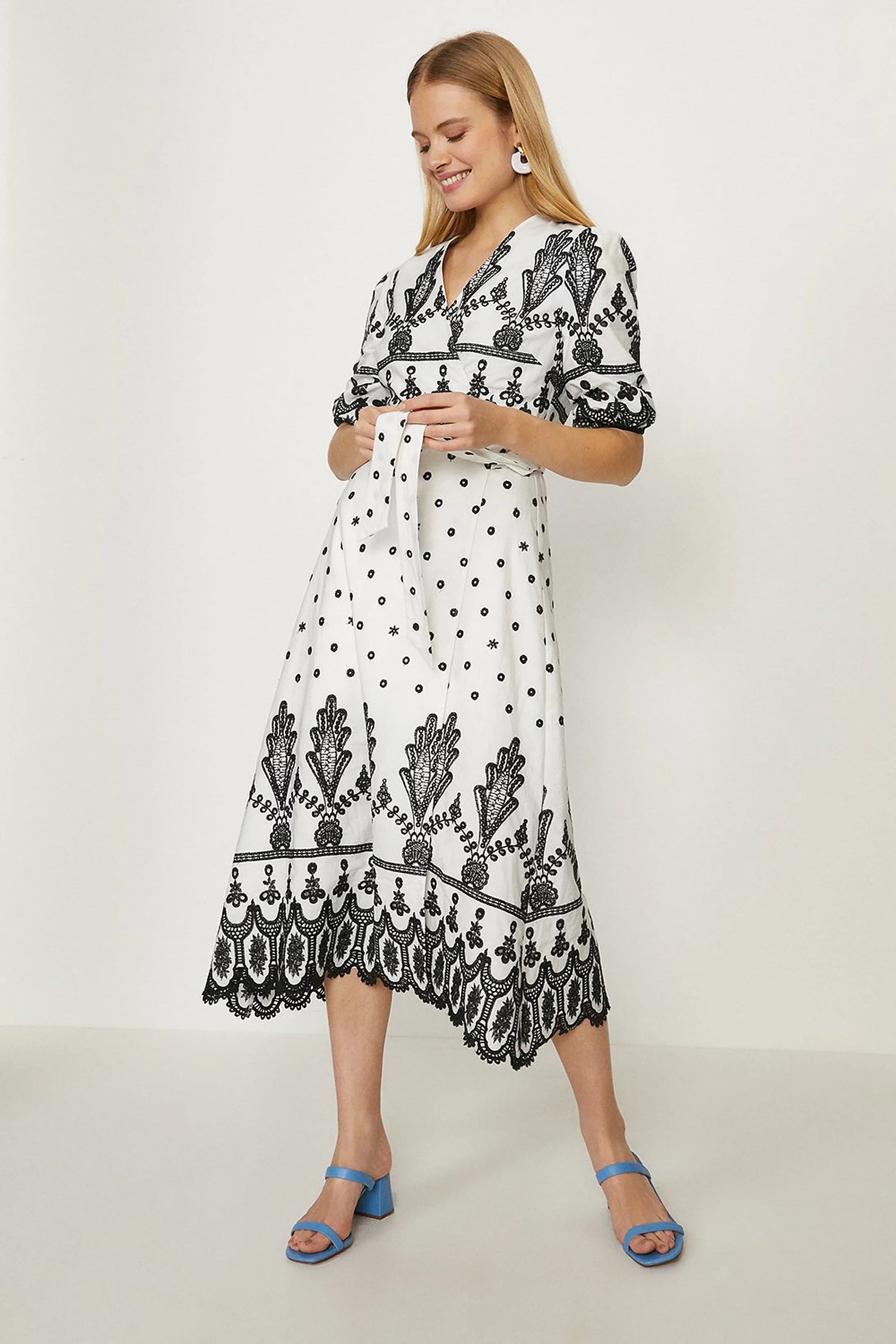 Mono Broderie Detail Midi Dress | Coast (UK)