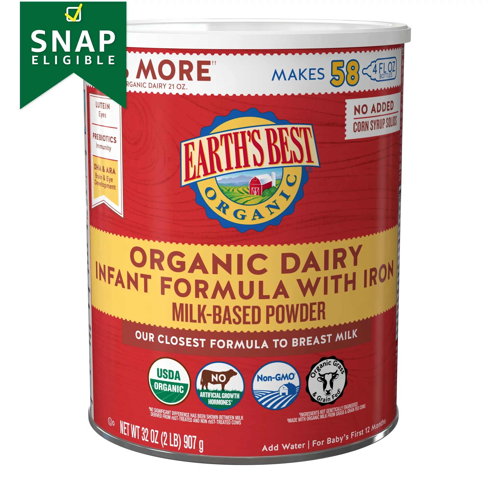 Earth's Best Organic Dairy Infant Milk-Based Formula with Iron, Omega-3 DHA and Omega-6 ARA, 32 o... | Walmart (US)