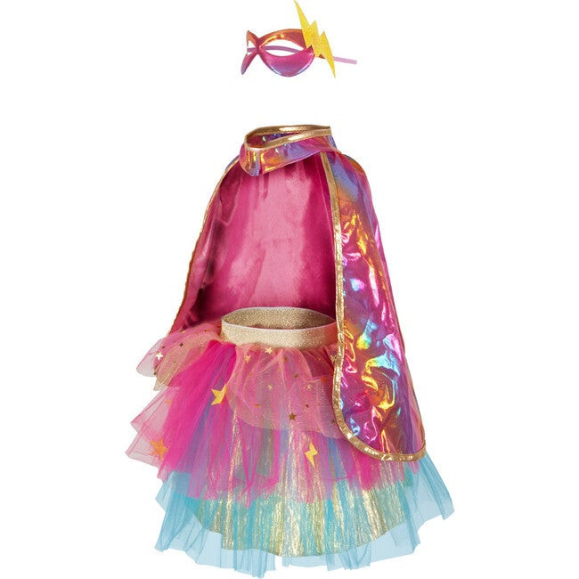 Super-Duper Tutu, Cape and Mask, Pink/Gold | Maisonette