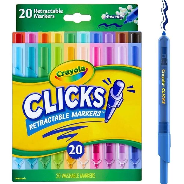 Crayola 20 Ct Clickable Washable Markers, Back to School Supplies, Teacher Supplies, Beginner Chi... | Walmart (US)