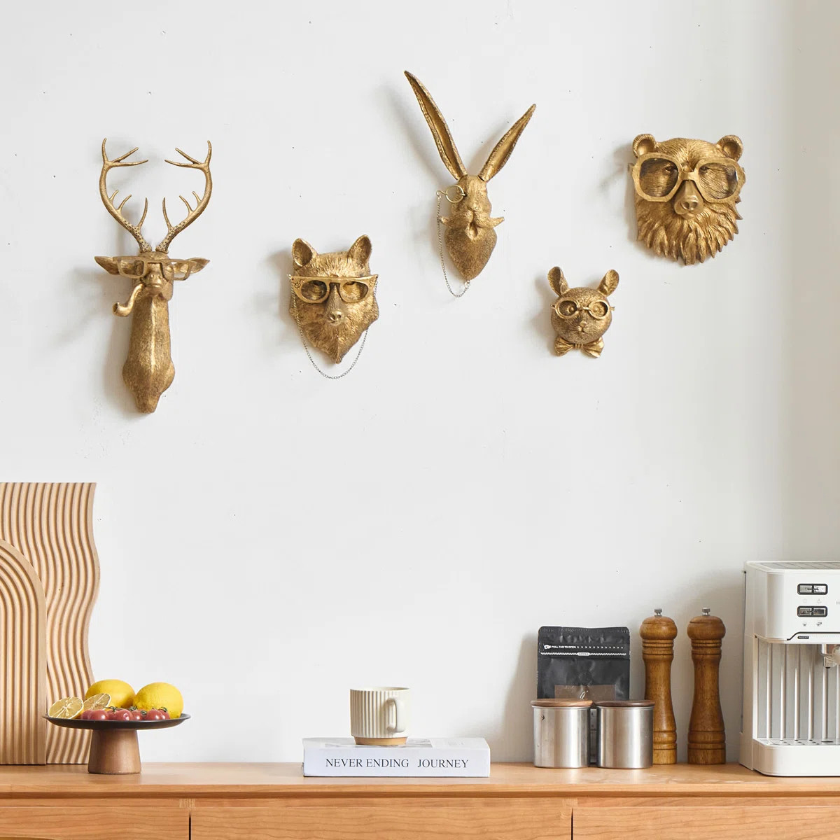 5 Piece Resin Animal Head Wall Decoration | Wayfair North America