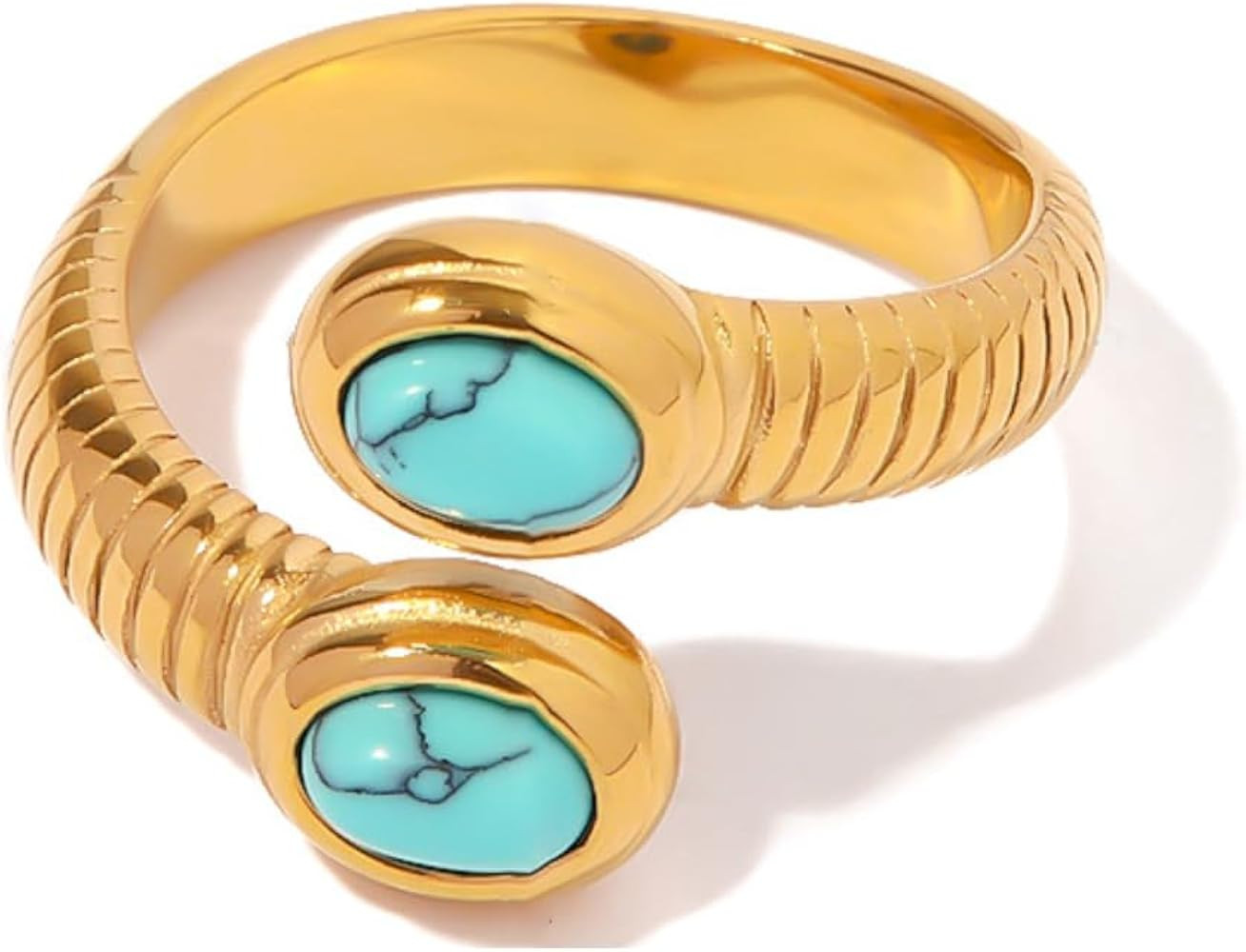Adjustable Serpent Tail Ring with Blue Cubic Zirconia - Hypoallergenic 18K Gold Plated Stainless ... | Amazon (UK)
