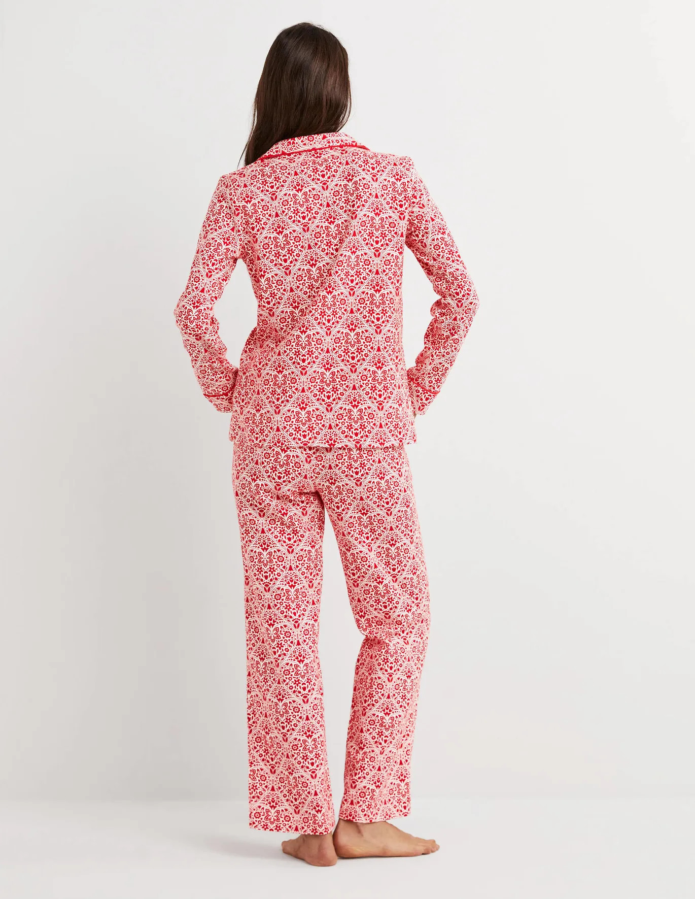Vanessa Cosy Pajama Set - Rockabilly Red, Heart Bloom | Boden (US)