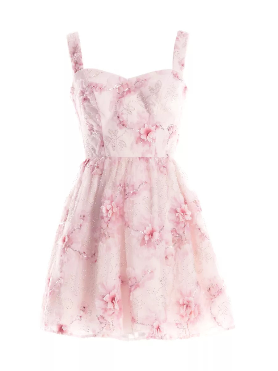 Melanie Embellished Fit & Flare Minidress | Saks Fifth Avenue