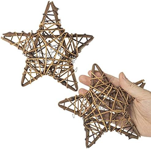 2 Pcs Mini Star Shaped Vine Wreath Form Rustic Grapevine Wreath for Door, Christmas, 6x6 Inches (... | Amazon (US)
