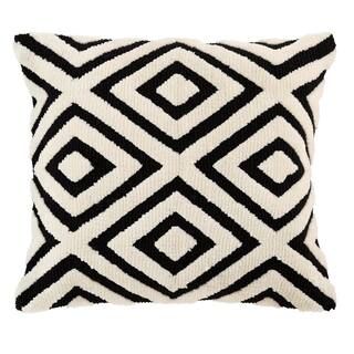 Black and Ivory Geometric Diamond Textured Shag 18 in. x 18 in. Square Decorative Throw Pillow | The Home Depot