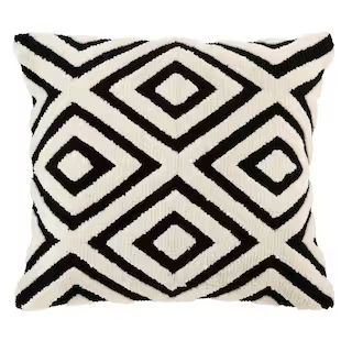 Black and Ivory Geometric Diamond Textured Shag 18 in. x 18 in. Square Decorative Throw Pillow | The Home Depot