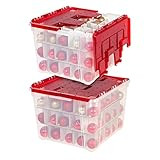 IRIS USA 60 Qt. Ornament Storage Box with Hinged Lid and Dividers, 2-pack, Plastic Organization C... | Amazon (US)