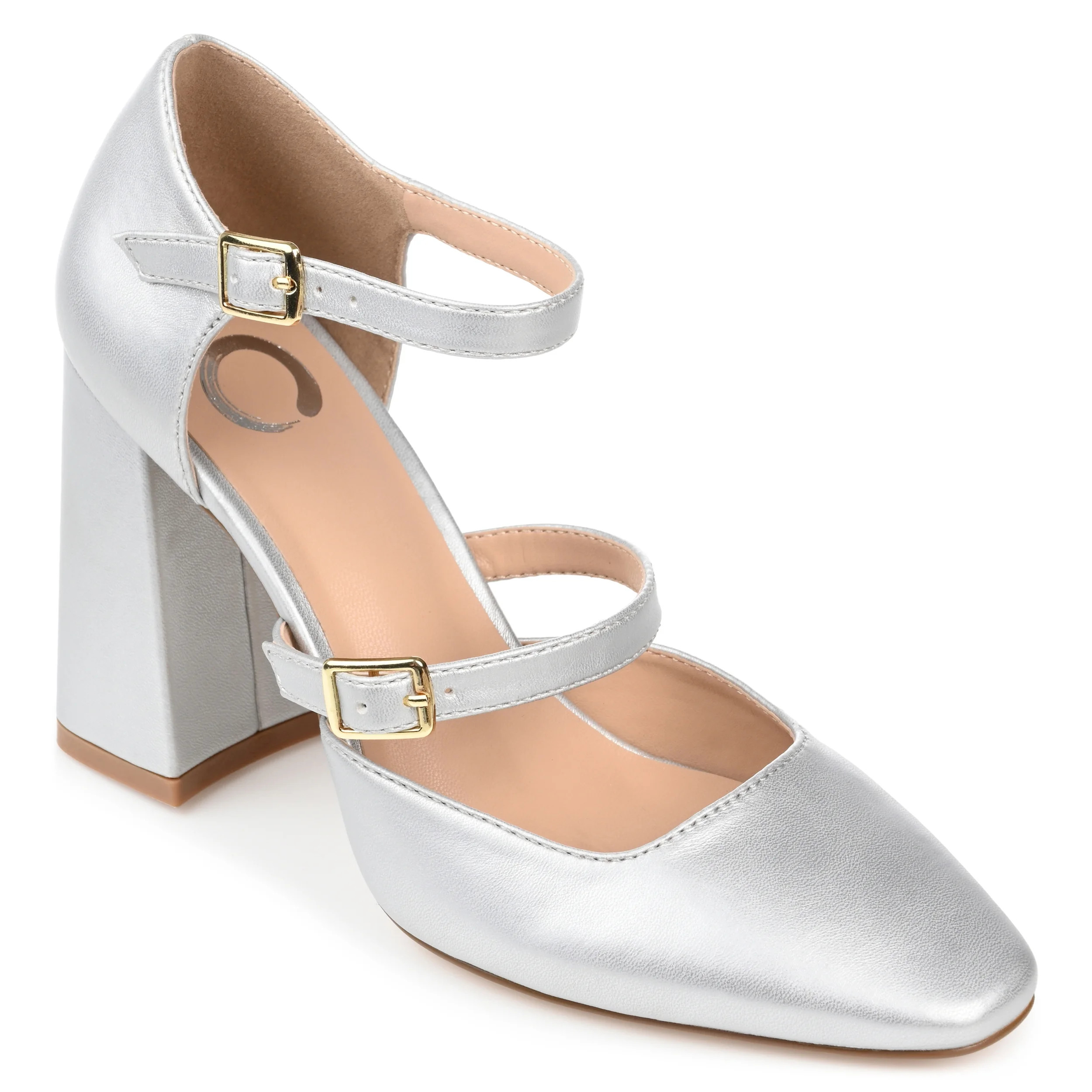Journee Collection Womens Isadorah Mary Jane Mid Block Heel Square Toe Pumps | Walmart (US)