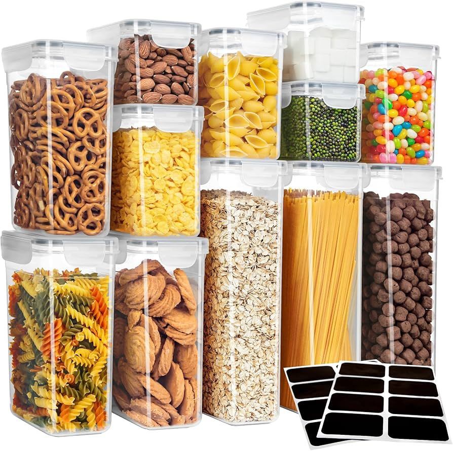 MR.SIGA 12 Pack Airtight Food Storage Container Set, BPA Free Kitchen Pantry Organization, Kitche... | Amazon (US)