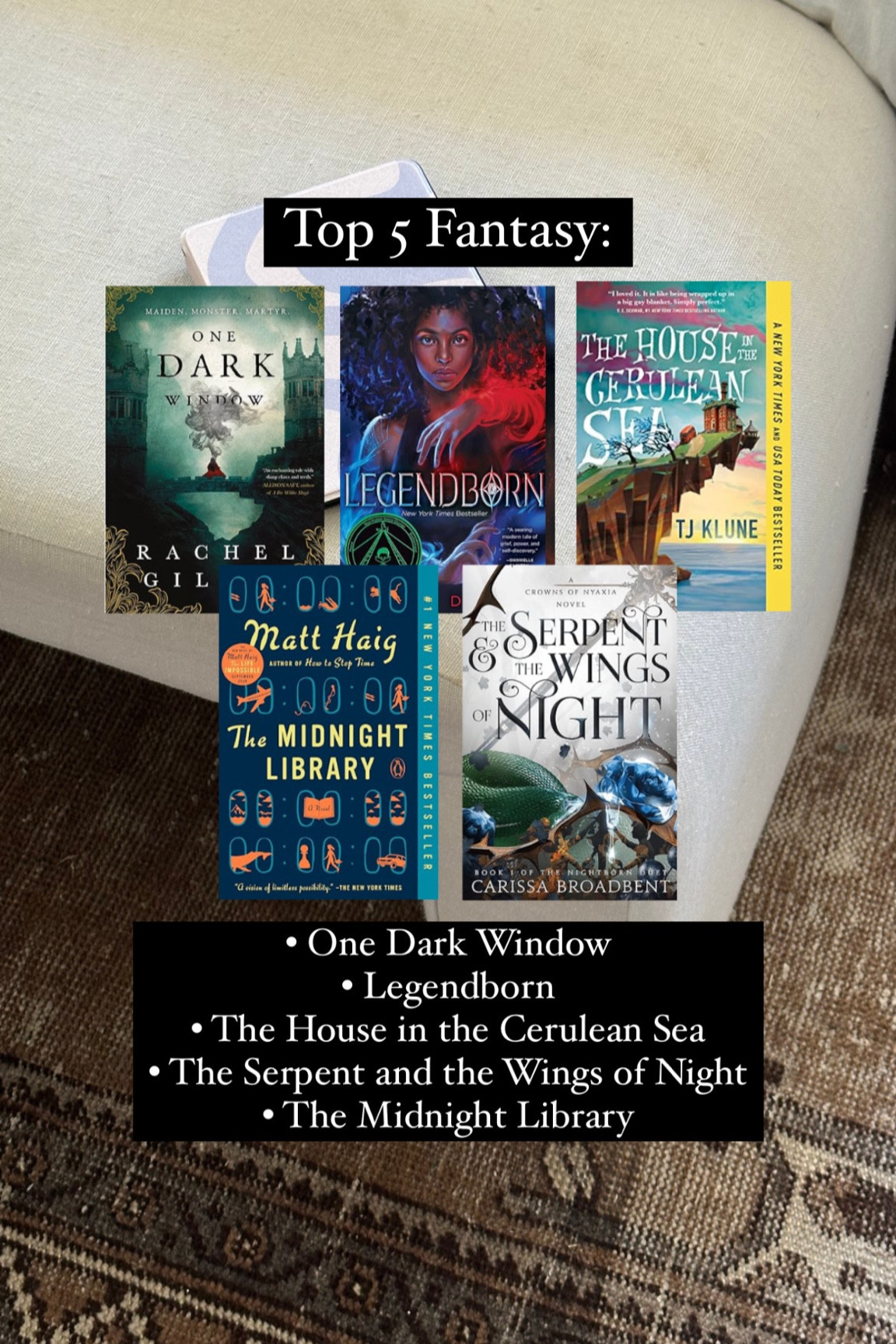Top 5 fantasy books 📚 

Book club | readingg

#LTKtravel #LTKfindsunder100 #LTKsalealert