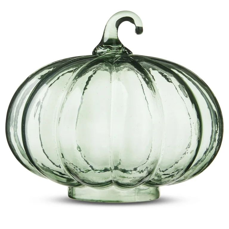 Harvest Green Glass Pumpkin Decoration, 7", by Way To Celebrate - Walmart.com | Walmart (US)