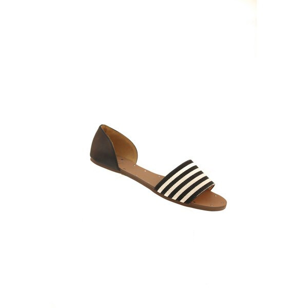 Hadari Women's Open Toe Striped Flats | Bed Bath & Beyond