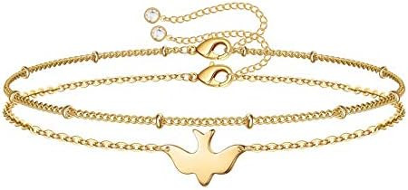 Dainty Gold Bracelets for Women, 14K Gold Plated Adjustable Layered Beads Bracelet Cute Evil Eye ... | Amazon (US)