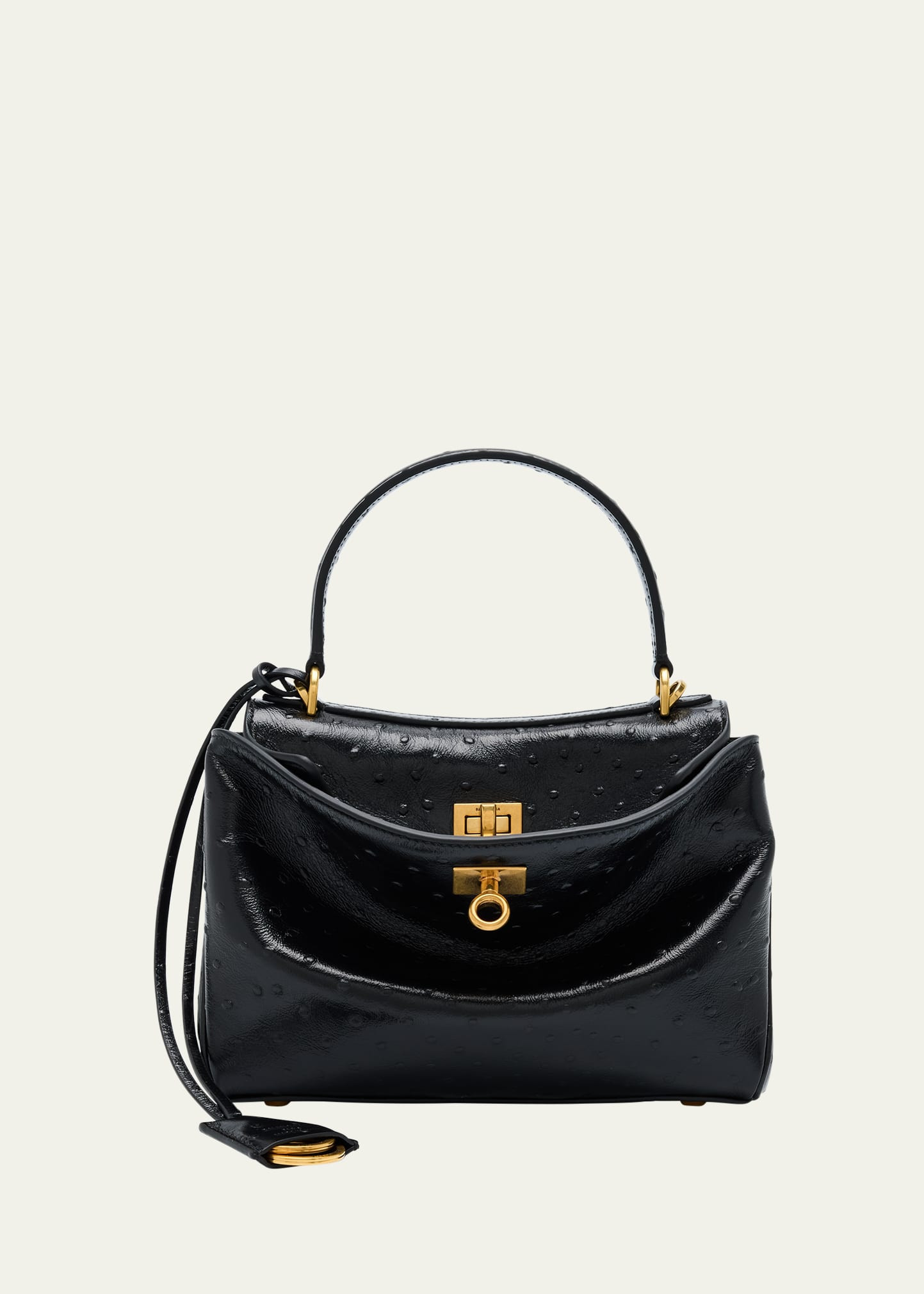 Balenciaga Rodeo Mini Ostrich-Embossed Leather Top-Handle Bag | Bergdorf Goodman